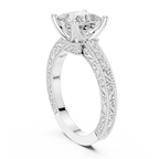 Vintage Princess Cut Diamond Engagement Ring with Filigree Milgrain Setting