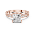 Vintage Princess Cut Diamond Engagement Ring with Filigree Milgrain Setting