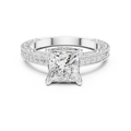 Vintage Princess Cut Diamond Engagement Ring with Filigree Milgrain Setting