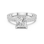 Vintage Princess Cut Diamond Engagement Ring with Filigree Milgrain Setting