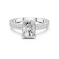 Vintage Radiant Cut Diamond Engagement Ring with Filigree Milgrain Band