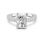 Vintage Radiant Cut Diamond Engagement Ring with Filigree Milgrain Band