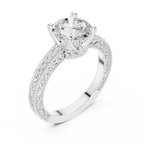 Vintage Round Cut Diamond Engagement Ring with Filigree Milgrain Band