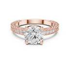 Vintage Round Cut Diamond Engagement Ring with Filigree Milgrain Band