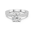 Vintage Round Cut Diamond Engagement Ring with Filigree Milgrain Band