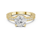 Vintage Round Cut Diamond Engagement Ring with Filigree Milgrain Band