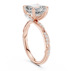 2.93 CT Asscher Cut Diamond Engagement Ring with Hidden Marquise Accents