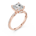 Asscher Cut Diamond Twisted Pavé Engagement Ring