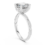 2.93 CT Asscher Cut Diamond Engagement Ring with Hidden Marquise Accents
