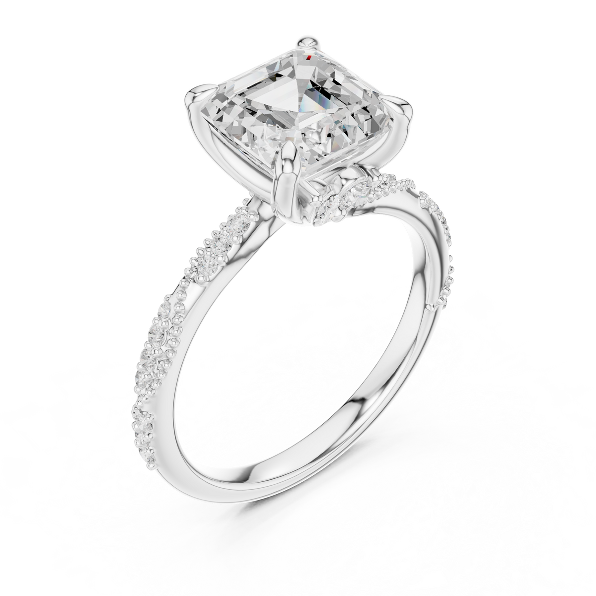 Asscher Cut Diamond Engagement Ring with Hidden Marquise Accents – view 3 of 12, lab grown diamond ring | Jewelix Atelier