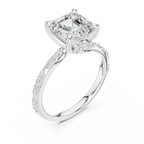 Asscher Cut Diamond Twisted Pavé Engagement Ring