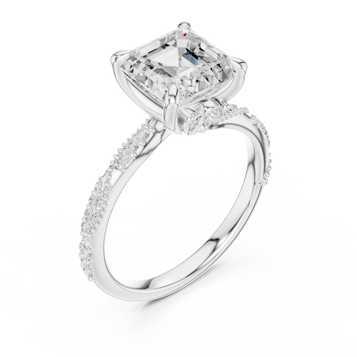 Asscher Cut Diamond Twisted Pavé Engagement Ring
