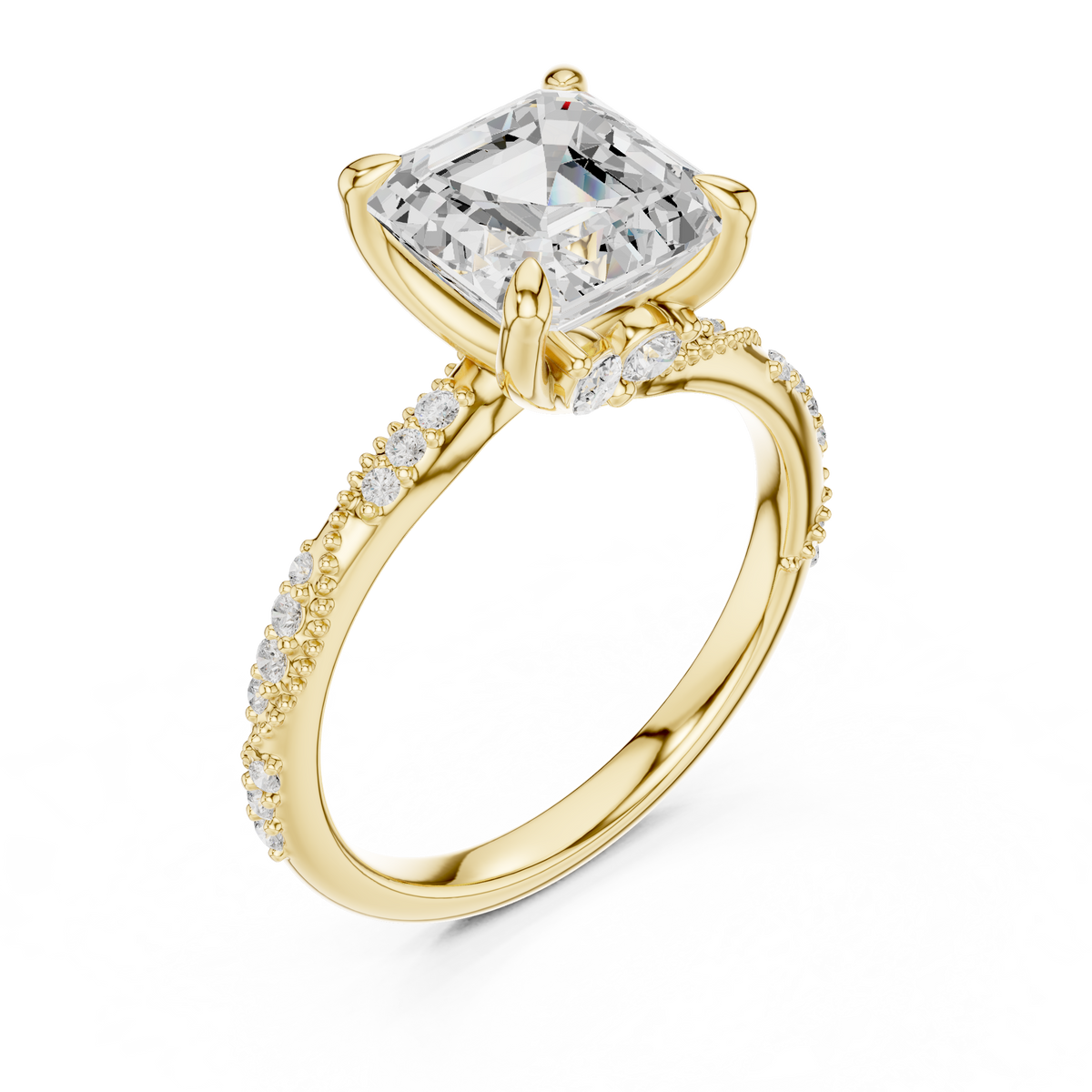 Asscher Cut Diamond Engagement Ring with Hidden Marquise Accents – view 11 of 12, lab grown diamond ring | Jewelix Atelier