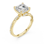 Asscher Cut Diamond Twisted Pavé Engagement Ring