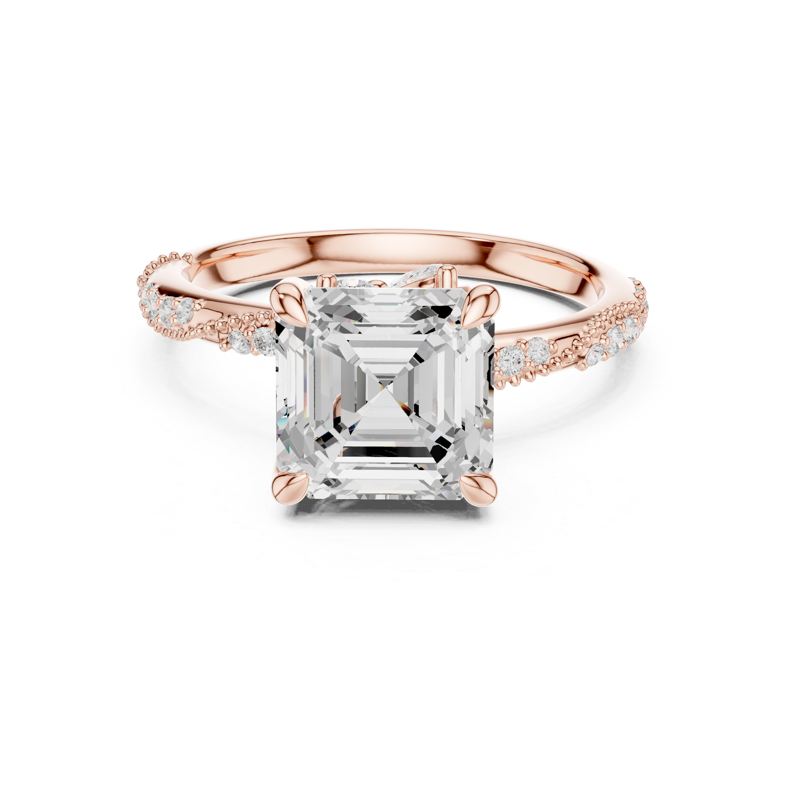 Asscher Cut Diamond Twisted Pavé Engagement Ring