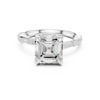 Asscher Cut Diamond Twisted Pavé Engagement Ring