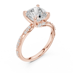 Cushion Cut Diamond Twisted Pavé Engagement Ring
