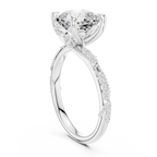 Cushion Cut Diamond Twisted Pavé Engagement Ring