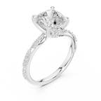 Cushion Cut Diamond Twisted Pavé Engagement Ring