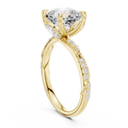 Cushion Cut Diamond Twisted Pavé Engagement Ring