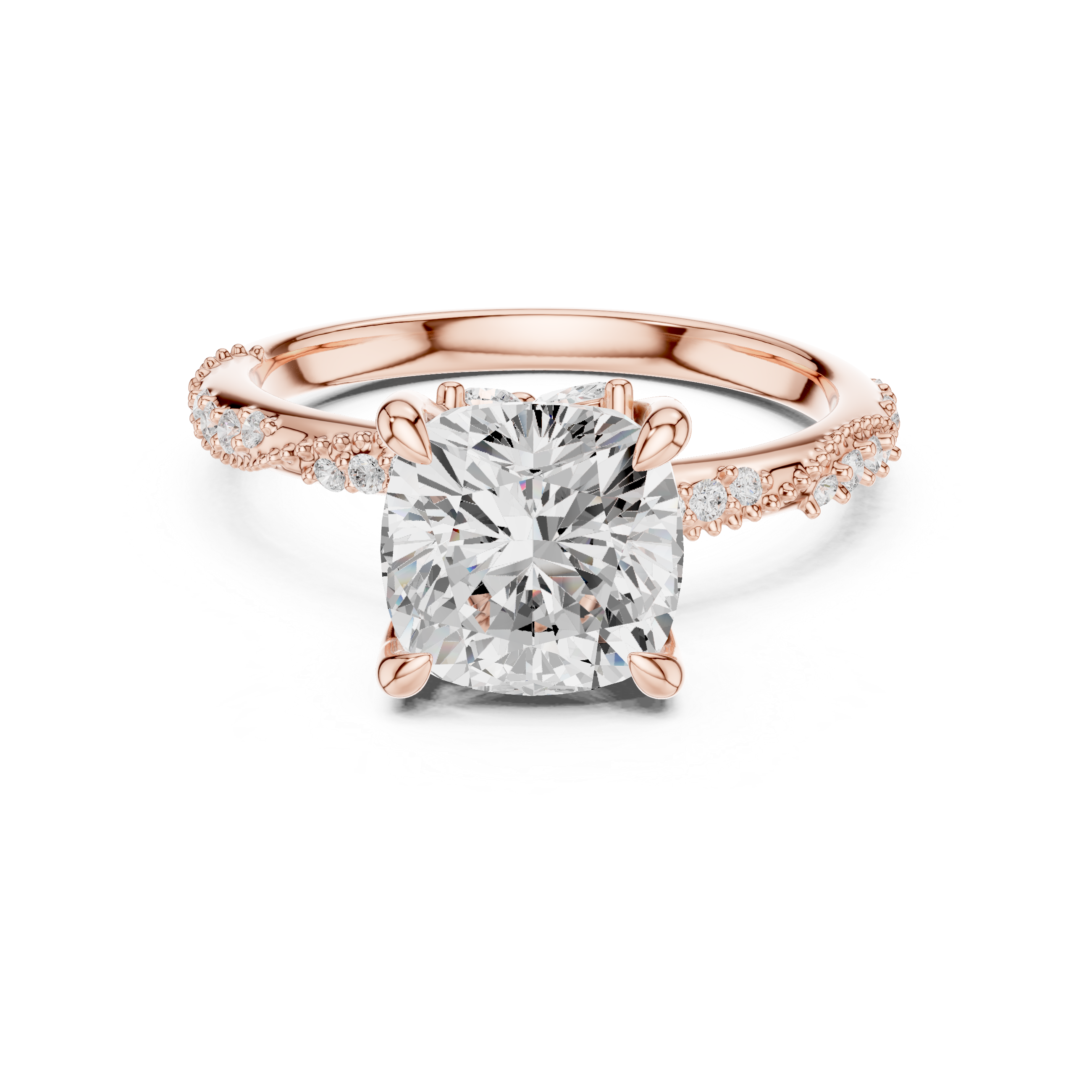 Cushion Cut Diamond Twisted Pavé Engagement Ring