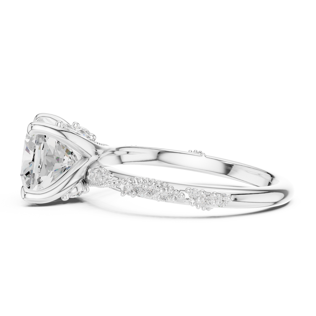 Cushion Cut Diamond Twisted Pavé Engagement Ring