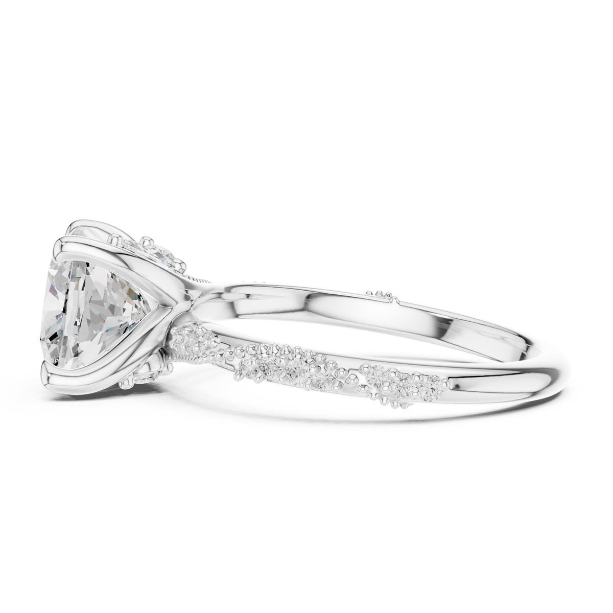 2.50 ct Cushion Cut Diamond Twisted Pavé Engagement Ring – view 4 of 12, lab grown diamond ring | Jewelix Atelier