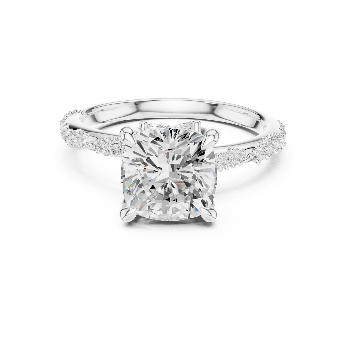 2.50 ct Cushion Cut Diamond Twisted Pavé Engagement Ring — Jewelix Atelier