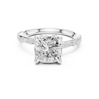 Cushion Cut Diamond Twisted Pavé Engagement Ring