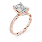 2.93 CT Emerald Cut Diamond Engagement Ring with Hidden Marquise Accents