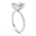 2.93 CT Emerald Cut Diamond Engagement Ring with Hidden Marquise Accents
