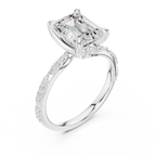 Emerald Cut Diamond Twisted Pavé Engagement Ring