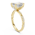 Emerald Cut Diamond Twisted Pavé Engagement Ring