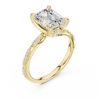 2.93 CT Emerald Cut Diamond Engagement Ring with Hidden Marquise Accents