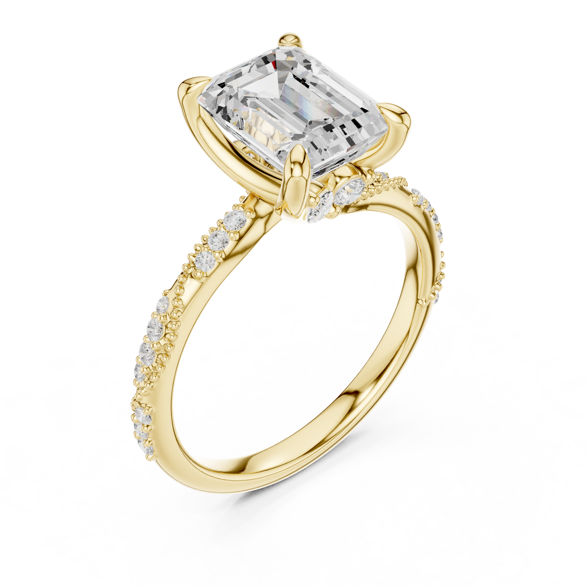 Emerald Cut Diamond Engagement Ring with Hidden Marquise Accents – view 11 of 12, lab grown diamond ring | Jewelix Atelier