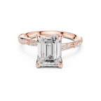 2.93 CT Emerald Cut Diamond Engagement Ring with Hidden Marquise Accents
