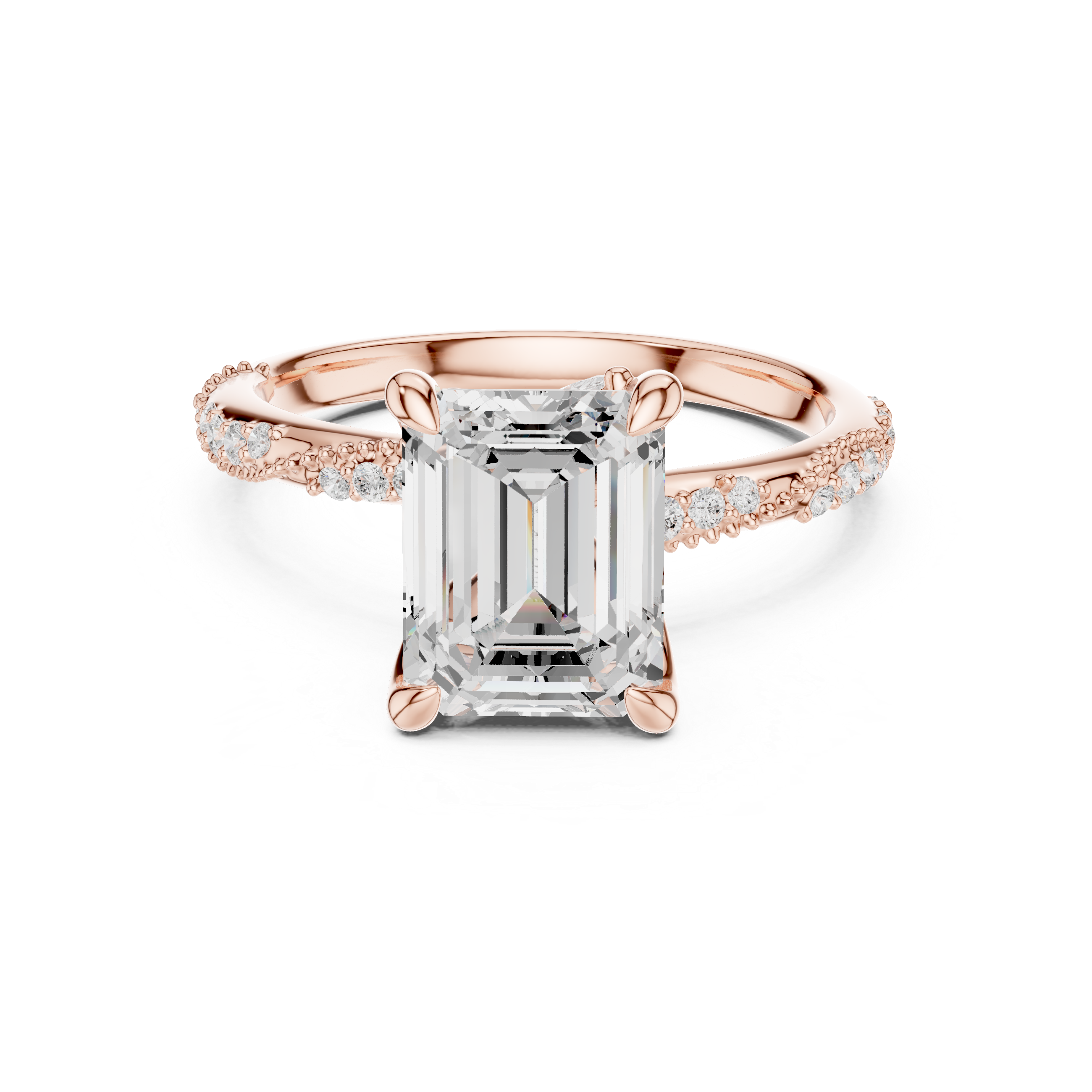 2.93 CT Emerald Cut Diamond Engagement Ring with Hidden Marquise Accents