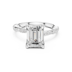 Emerald Cut Diamond Twisted Pavé Engagement Ring