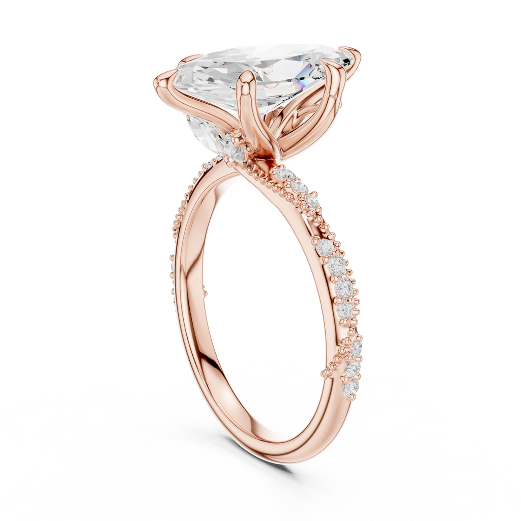 2.93 CT Marquise Cut Diamond Engagement Ring with Hidden Marquise Accents