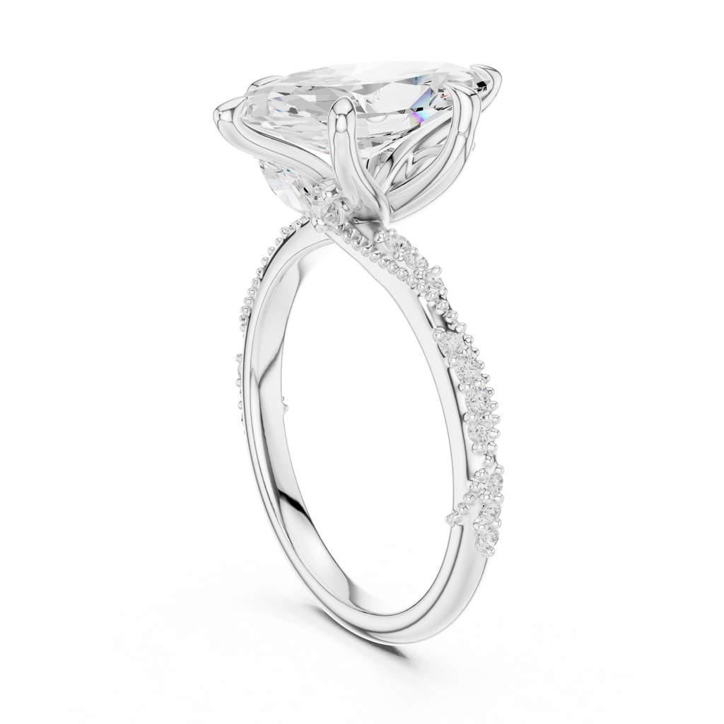 2.93 CT Marquise Cut Diamond Engagement Ring with Hidden Marquise Accents