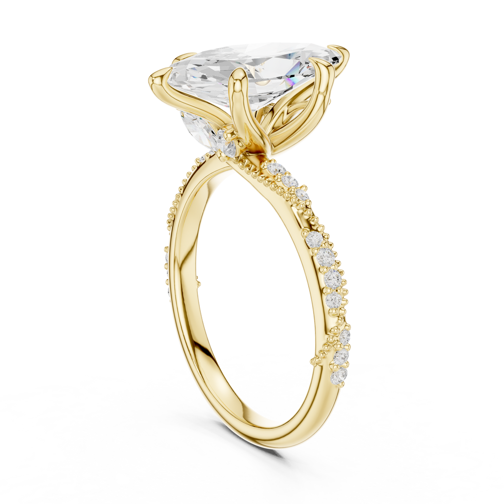 2.93 CT Marquise Cut Diamond Engagement Ring with Hidden Marquise Accents