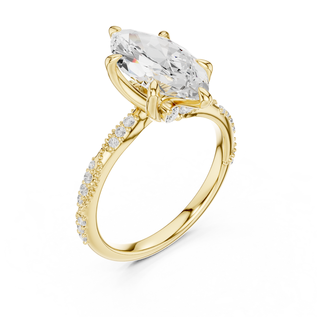 Marquise Cut Diamond Twisted Pavé Engagement Ring