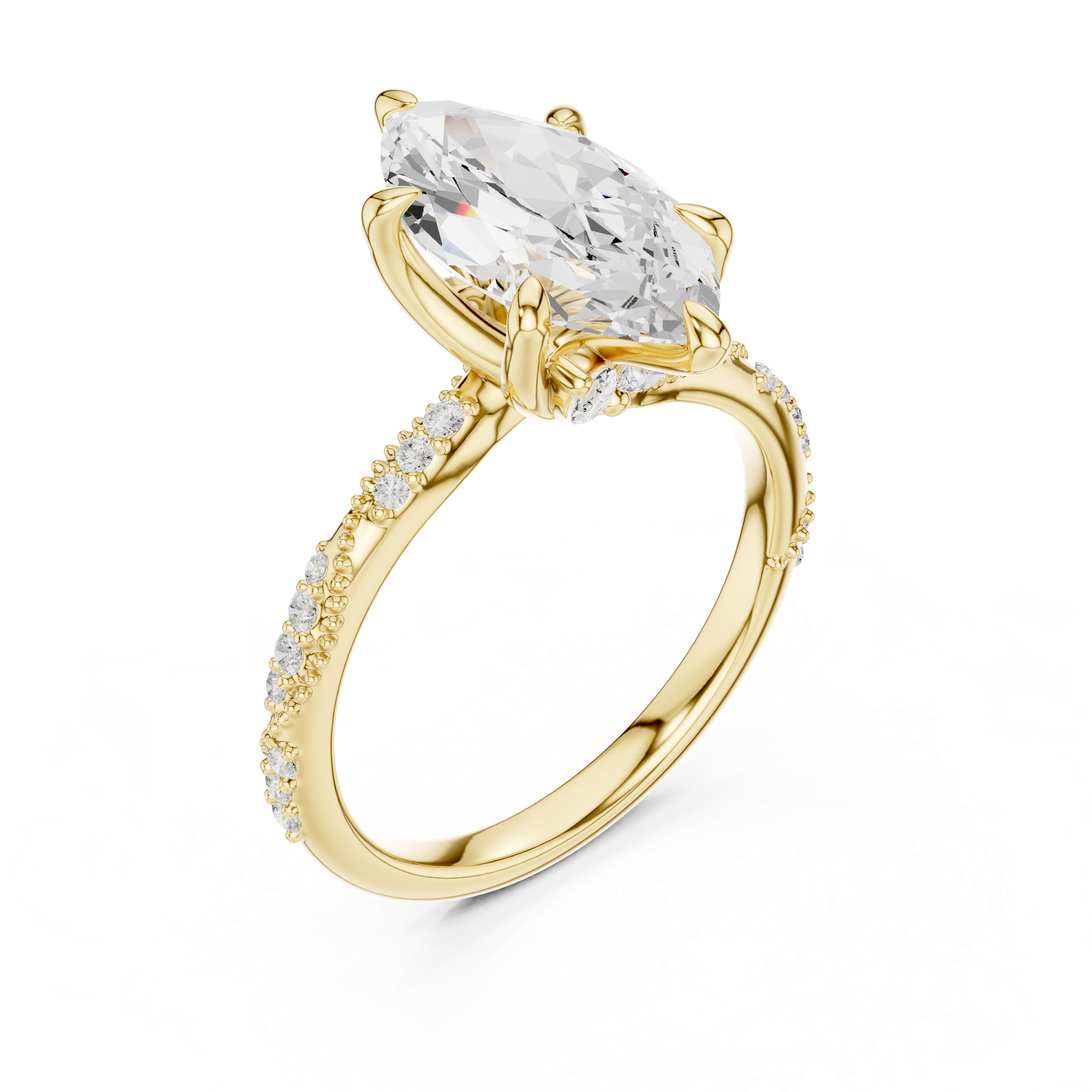 2.93 CT Marquise Cut Diamond Engagement Ring with Hidden Marquise Accents