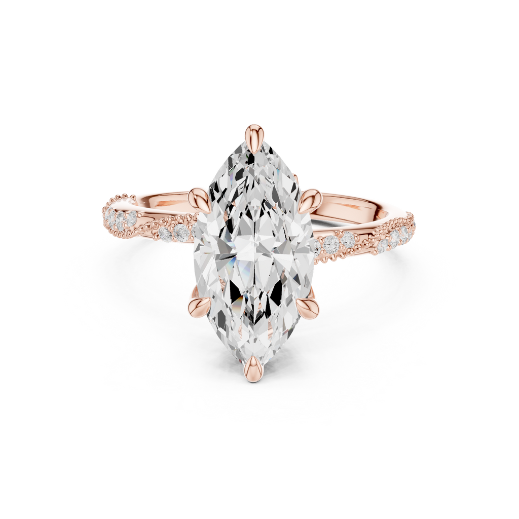 Marquise Cut Diamond Twisted Pavé Engagement Ring