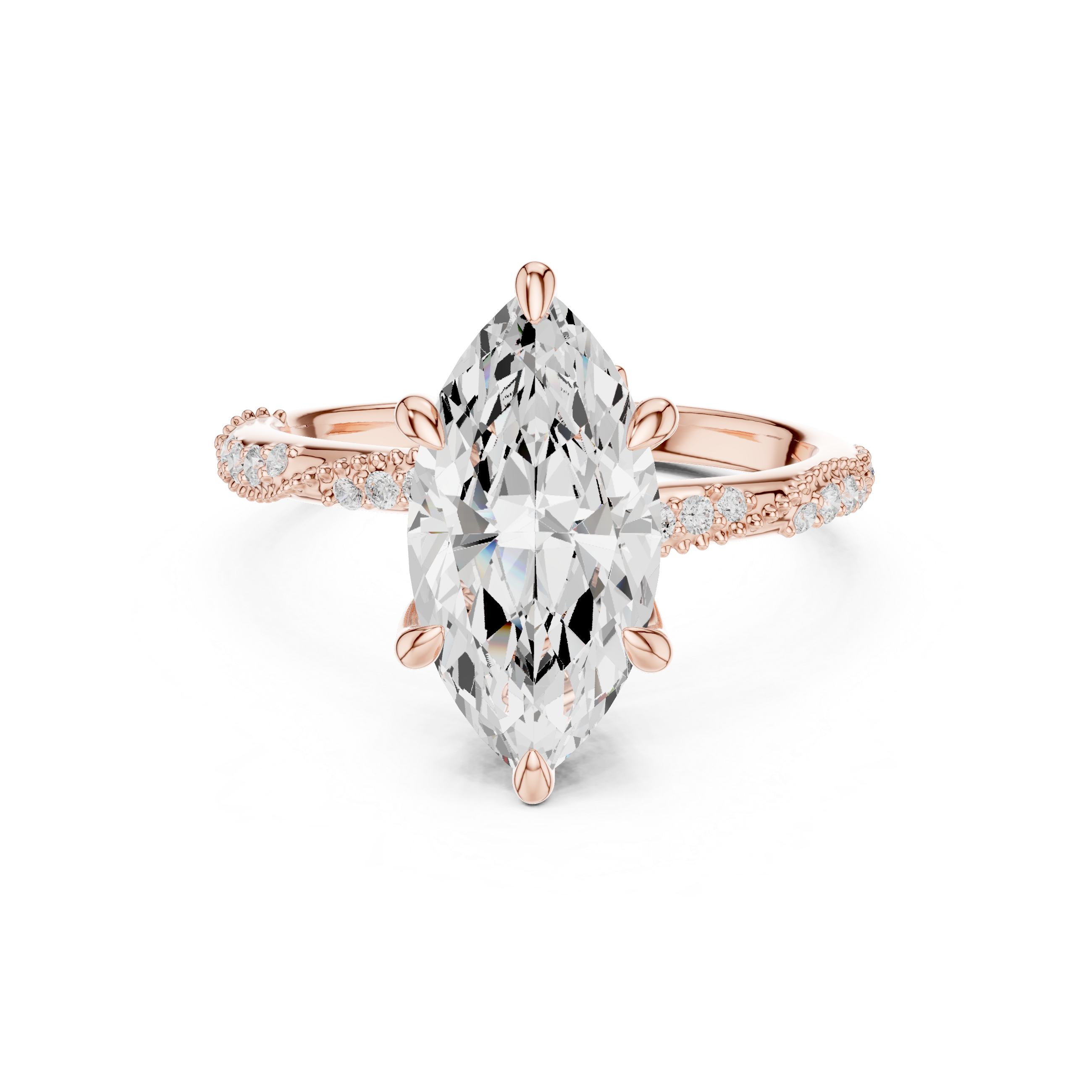 Marquise Cut Diamond Twisted Pavé Engagement Ring