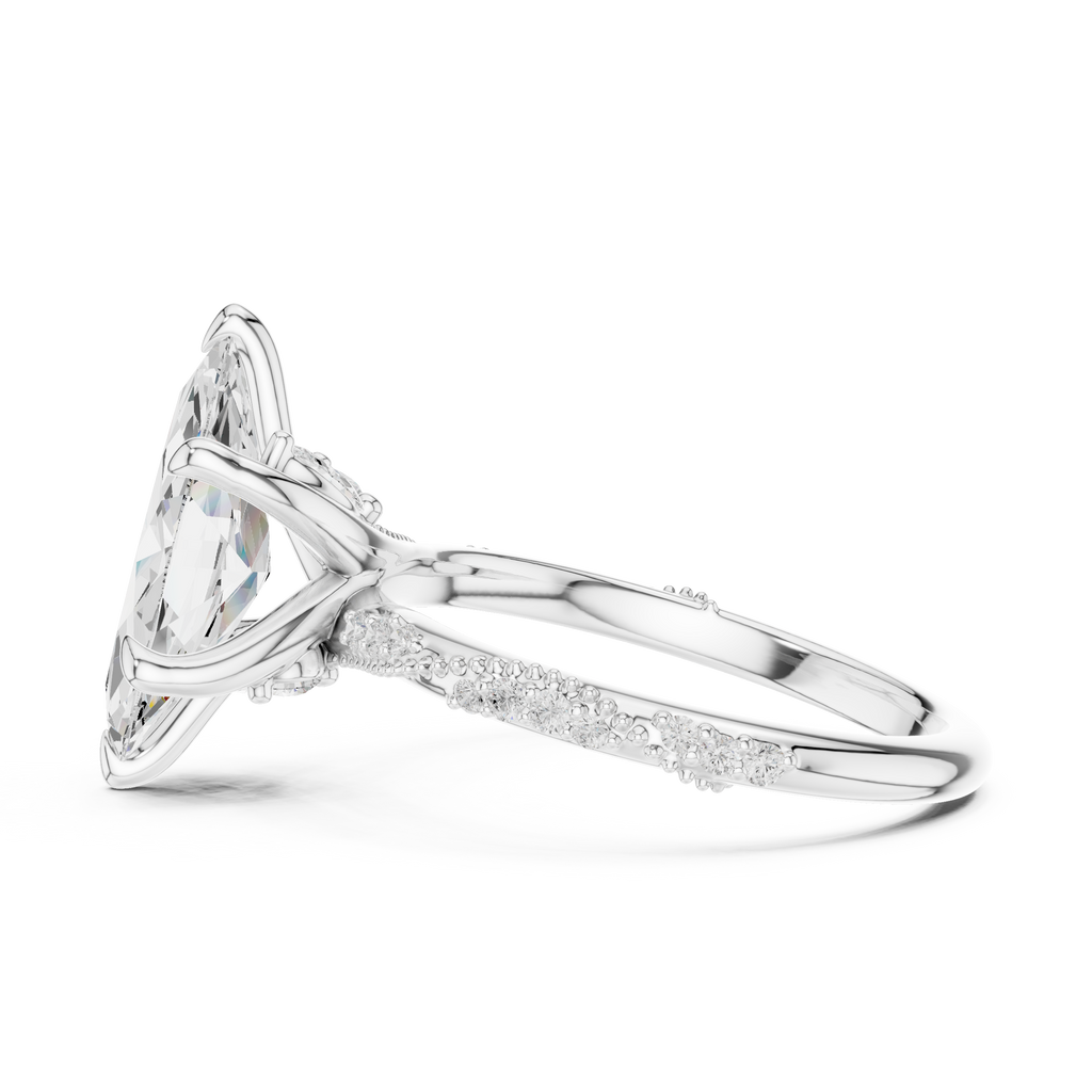 Marquise Cut Diamond Twisted Pavé Engagement Ring