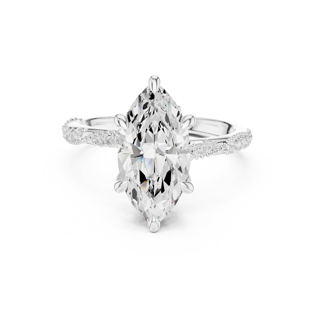 Marquise Cut Diamond Twisted Pavé Engagement Ring