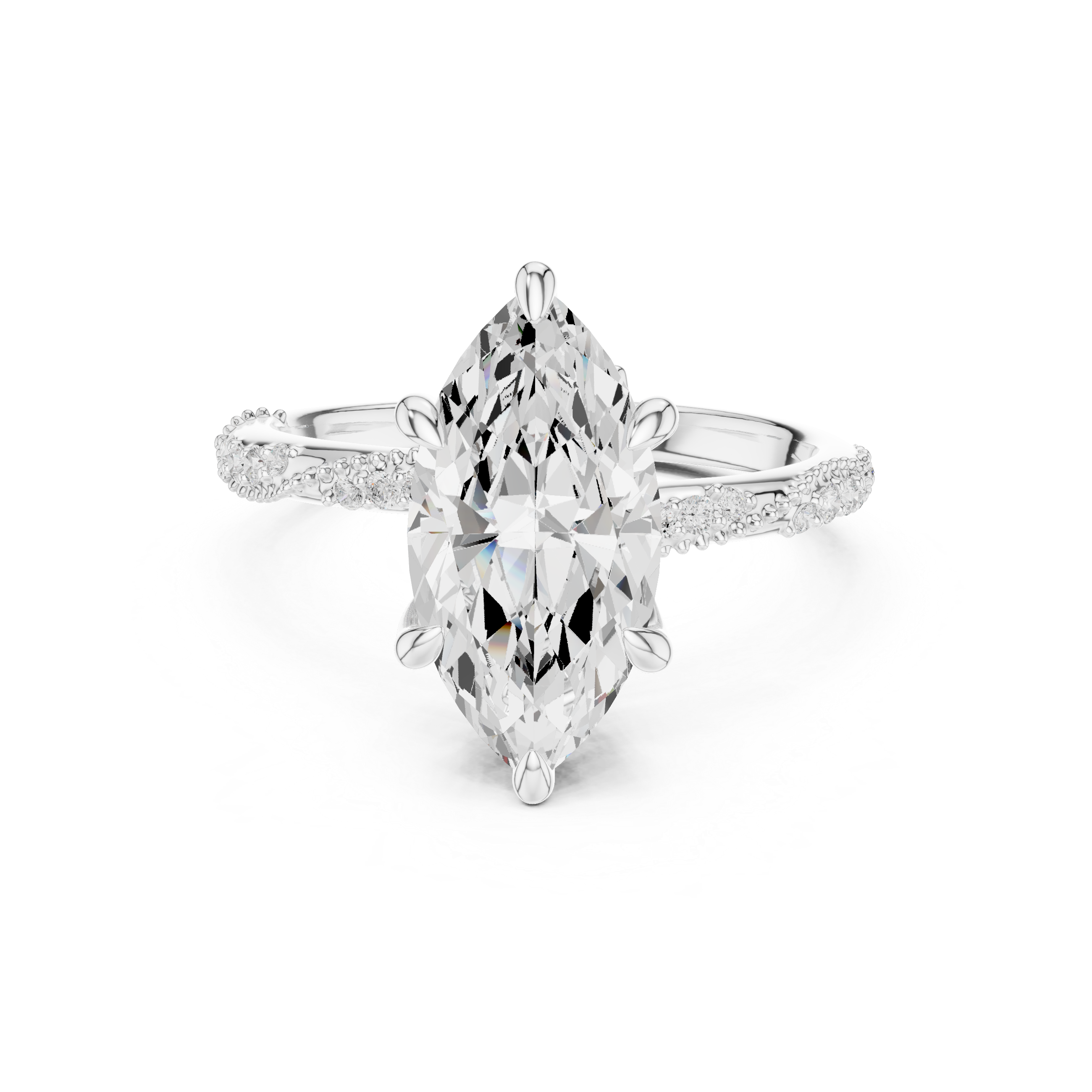 Marquise Cut Diamond Twisted Pavé Engagement Ring