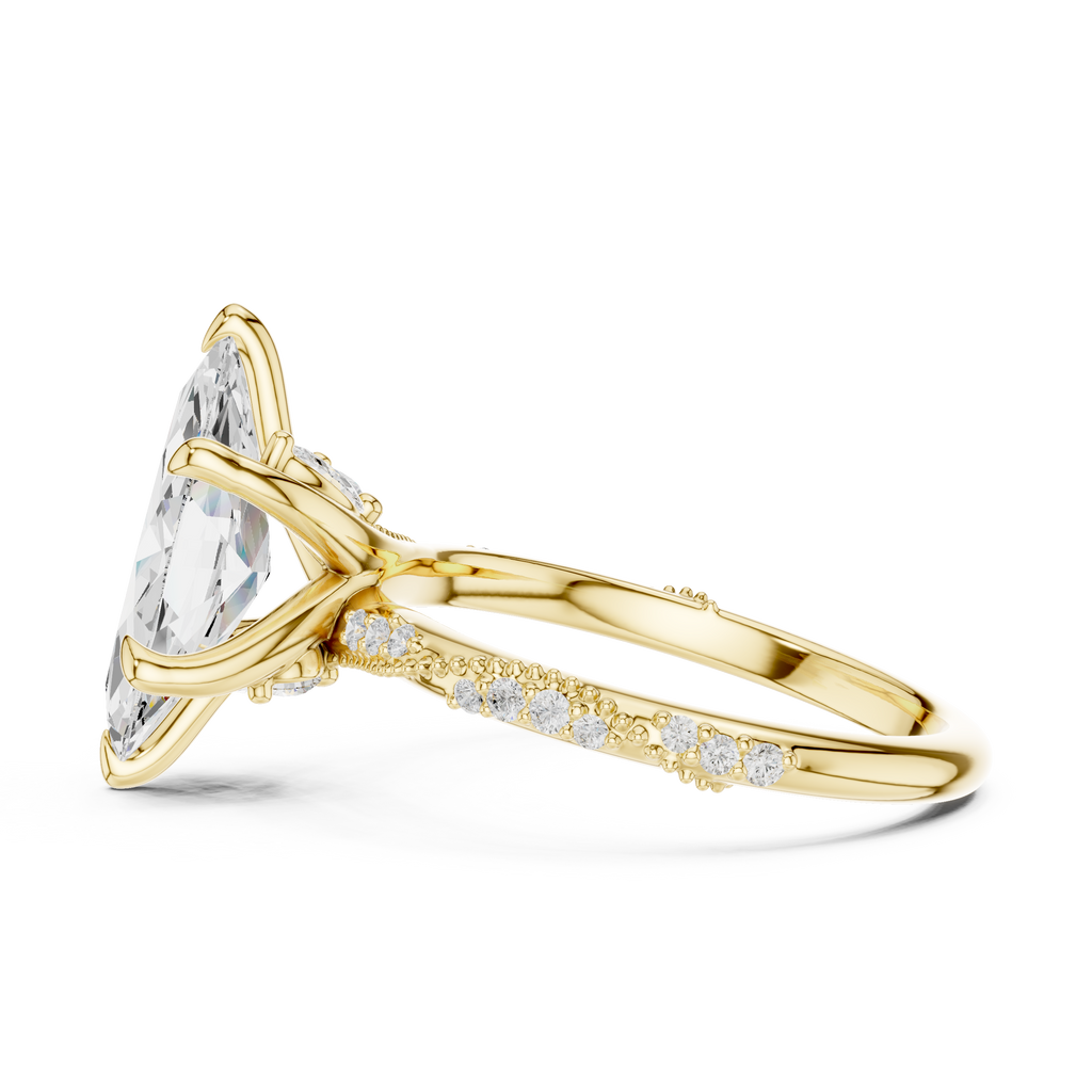 2.93 CT Marquise Cut Diamond Engagement Ring with Hidden Marquise Accents