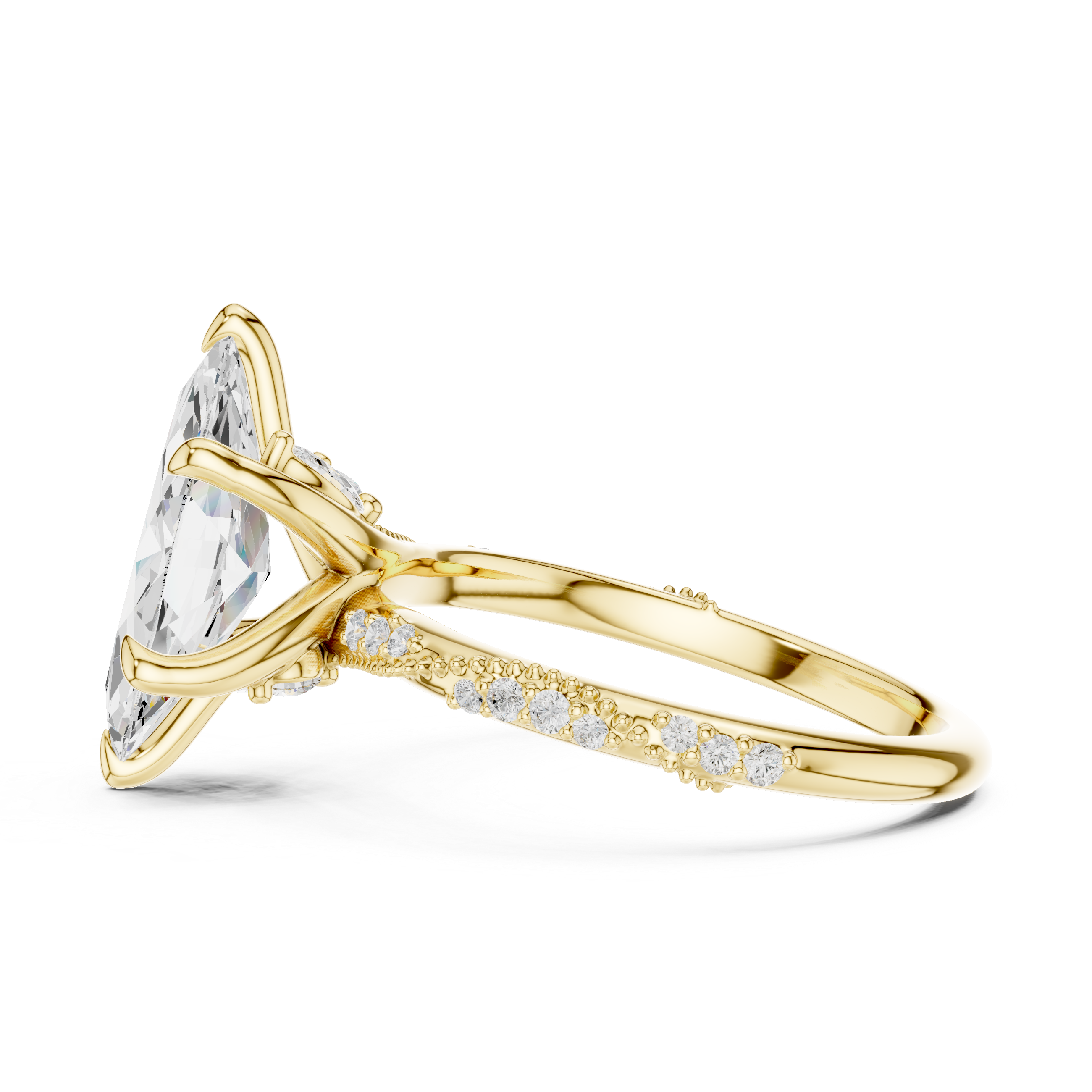 2.93 CT Marquise Cut Diamond Engagement Ring with Hidden Marquise Accents